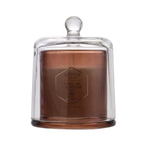 Alternative view of Bougie Parfumée en verre avec sa cloche au Miel et Musc Blanc 145 g