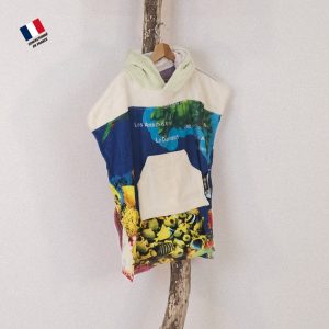 Poncho upcyclé enfant Le Diamant Mellow Sea