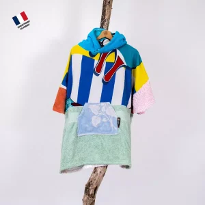 Poncho upcyclé junior Match Point Mellow Sea