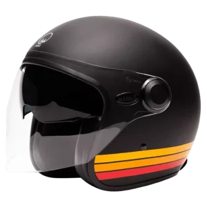 Casque jet vintage Boréal Mârkö Helmets Noir Mat / Orange